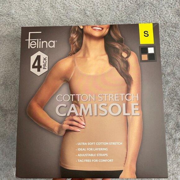 NEW 4-Pack Felina Women's S  Cotton Stretch Camisole Multicolor - Picture 6 of 8